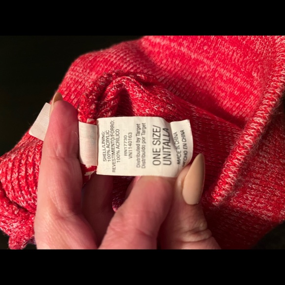 Red Knit Beanie, One Size Fits Most, 100% Acrylic - Picture 4 of 5